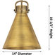Newton Cone 1 Light 14 inch Matte Black Cord Hung Pendant Ceiling Light