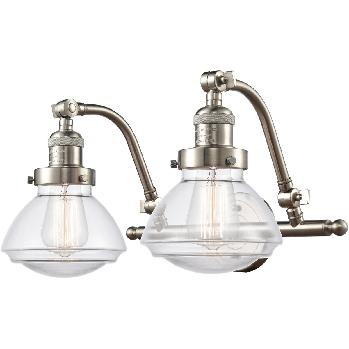 Franklin Restoration Olean 2 Light 19 inch Brushed Satin Nickel Bath Vanity Light Wall Light in Clear Glass, Franklin Restoration