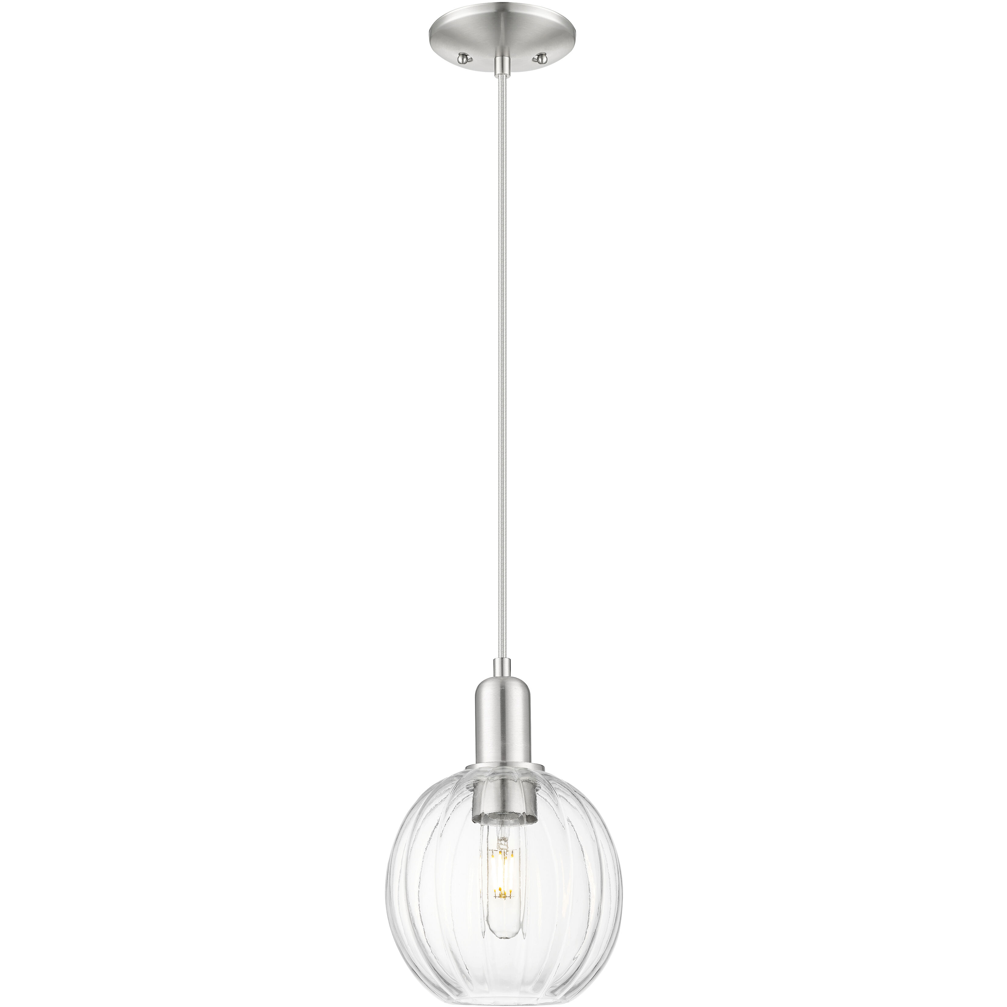 Preston 1 Light 7 inch Brushed Satin Nickel Mini Pendant Ceiling Light in Clear Glass