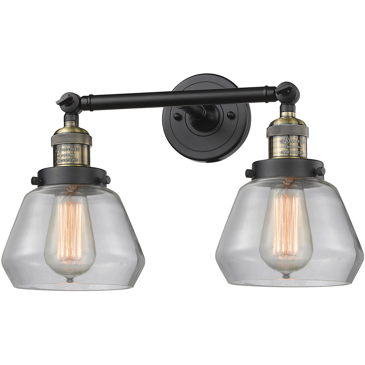 Franklin Restoration Fulton LED 7 inch Black Antique Brass Bath Vanity Light Wall Light in Clear Glass, Franklin Restoration
