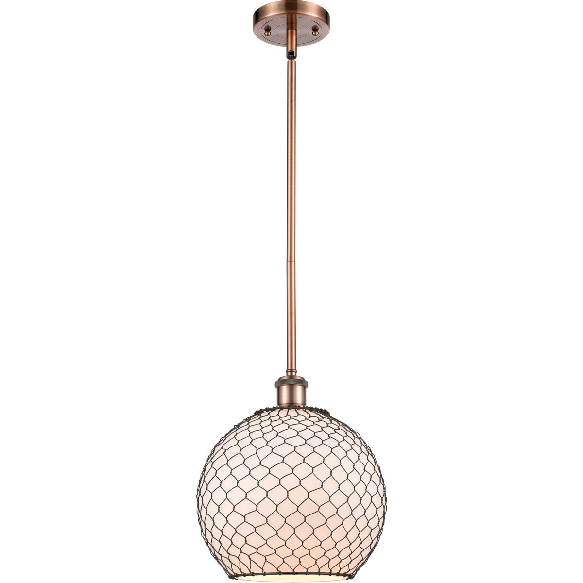 Ballston Large Farmhouse Chicken Wire 1 Light 10 inch Antique Copper Pendant Ceiling Light, Ballston