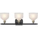 Ballston Dayton 3 Light 26 inch Black Antique Brass Bath Vanity Light Wall Light in White Glass, Ballston