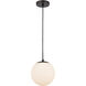 Tolland 1 Light 8 inch Matte Black Mini Pendant Ceiling Light in White