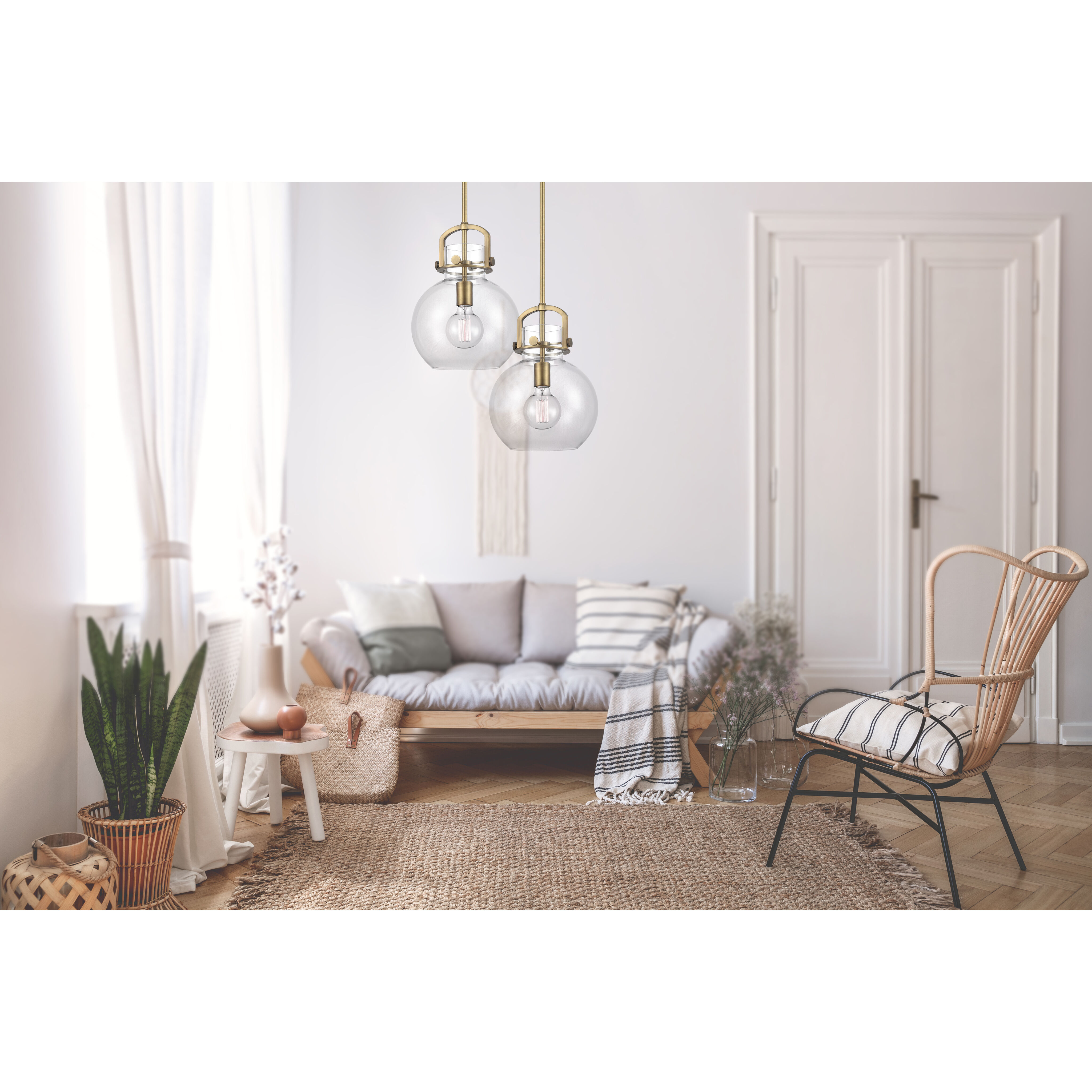 Restoration Newton LED 10 inch Brushed Brass Mini Pendant Ceiling Light, Restoration