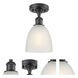 Edison Castile 1 Light 6 inch Matte Black Semi-Flush Mount Ceiling Light in White Glass