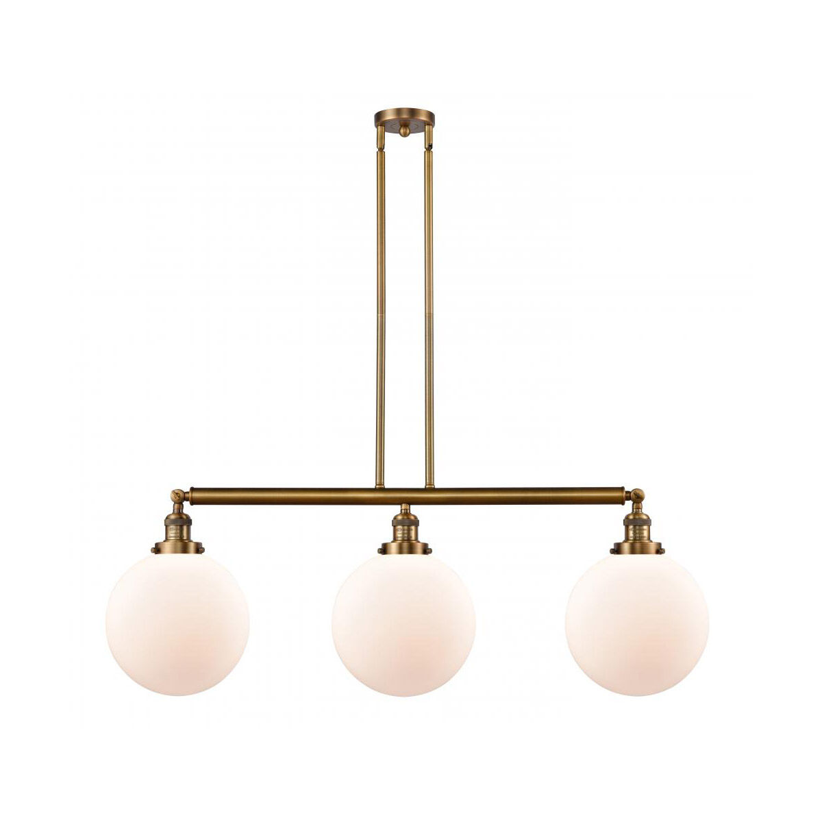 Franklin Restoration X-Large Beacon 3 Light 42 inch Brushed Brass Island Light Ceiling Light in Matte White Glass, Franklin Restoration