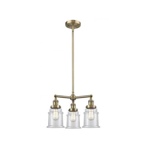 Franklin Restoration Canton LED 18 inch Antique Brass Chandelier Ceiling Light in Clear Glass, Franklin Restoration