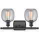 Ballston Belfast 2 Light 16 inch Matte Black Bath Vanity Light Wall Light in Seedy Glass, Ballston