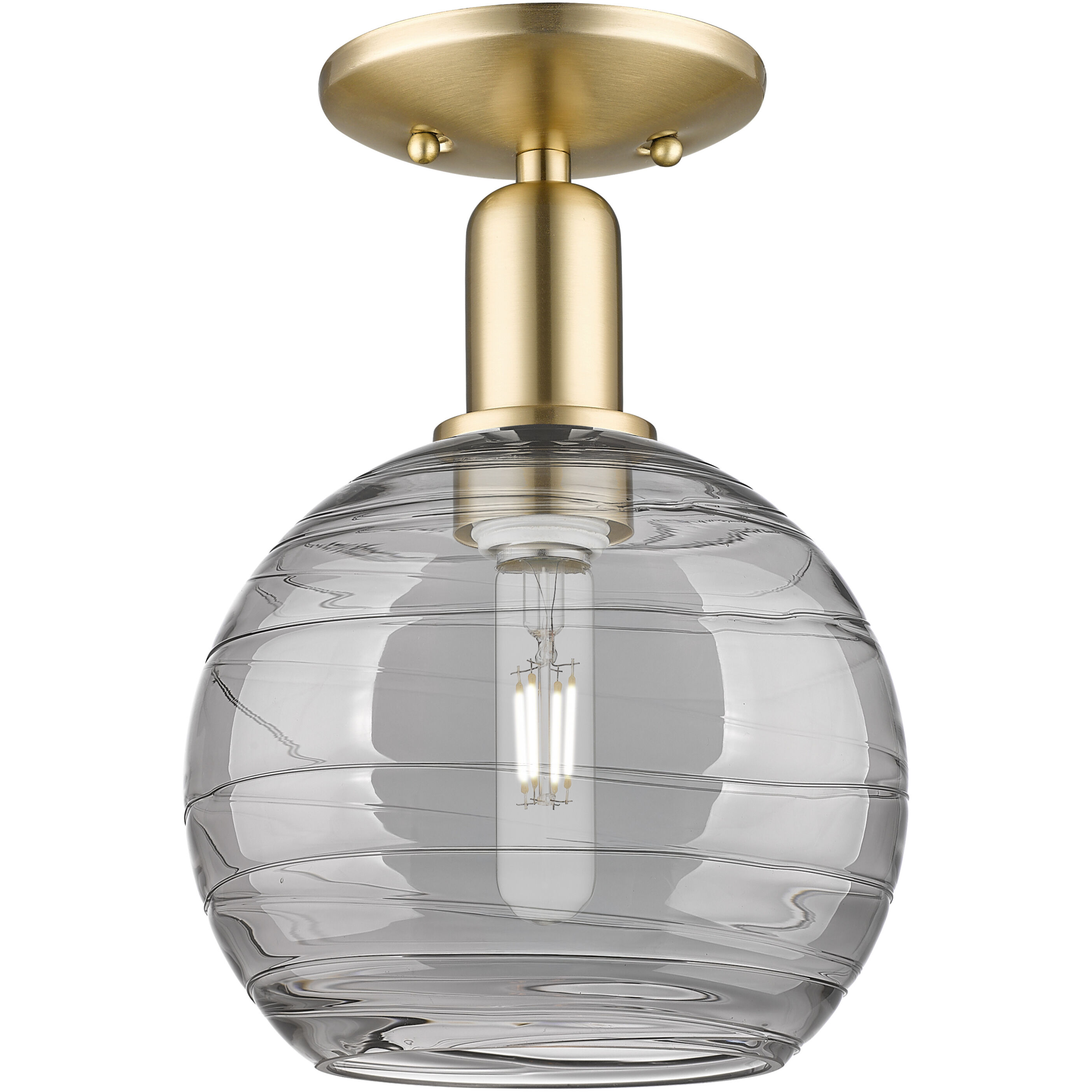 Arcadia Athens Deco Swirl 1 Light 8 inch Champagne Bronze Semi-Flush Mount Ceiling Light