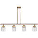 Ballston Small Bell 4 Light 48 inch Brushed Brass Island Light Ceiling Light in Clear Glass