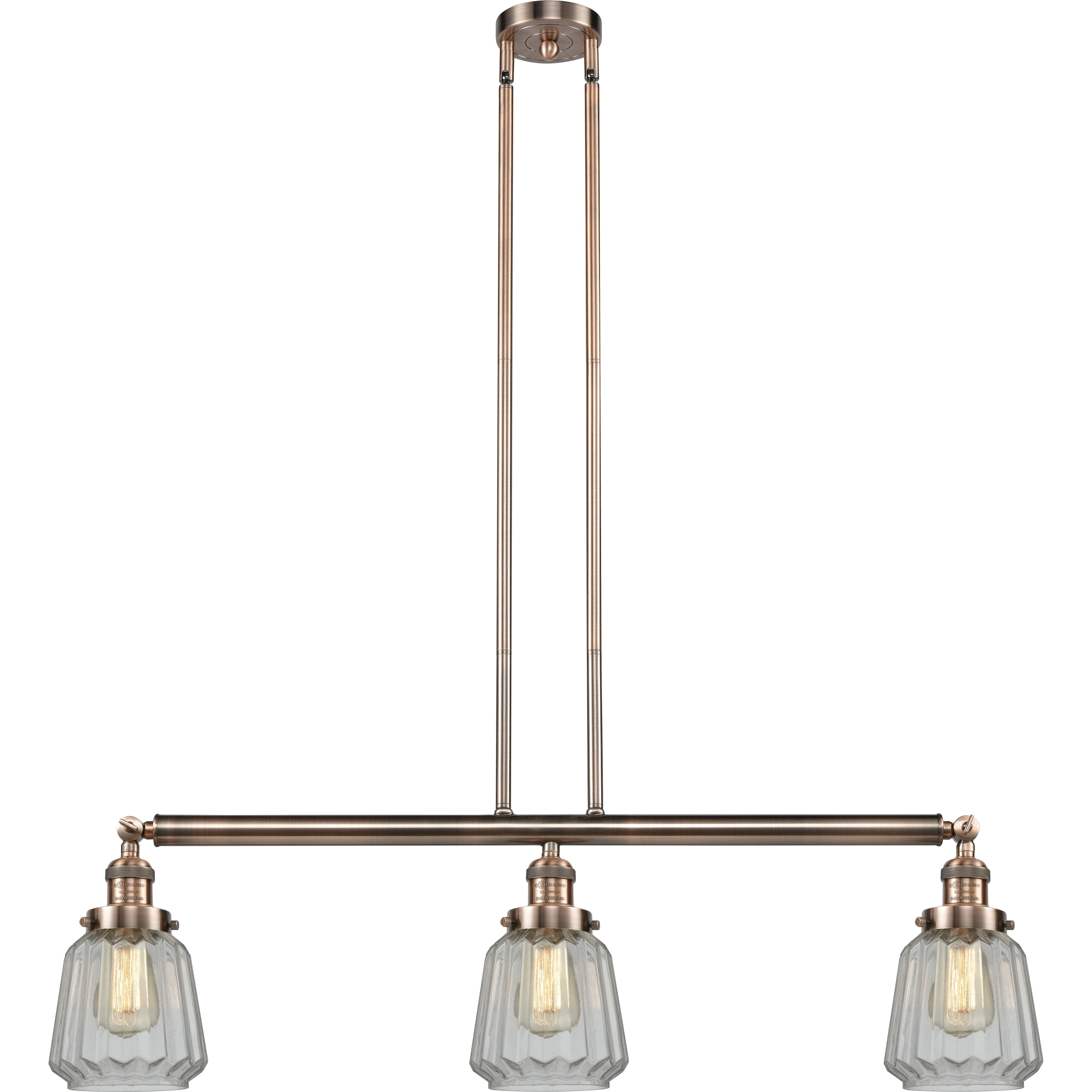 Franklin Restoration Chatham LED 39 inch Antique Copper Island Light Ceiling Light in Clear Glass, Franklin Restoration