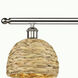 Woven Rattan Island Light Ceiling Light in Polished Nickel