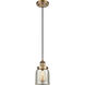Ballston Bell LED 5 inch Brushed Brass Mini Pendant Ceiling Light, Small Bell