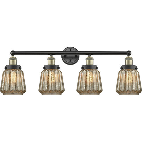 Chatham 4 Light 33.5 inch Black Antique Brass Bath Vanity Light Wall Light in Mercury Glass