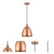 Edison Dome 1 Light 9 inch Antique Copper Mini Pendant Ceiling Light 