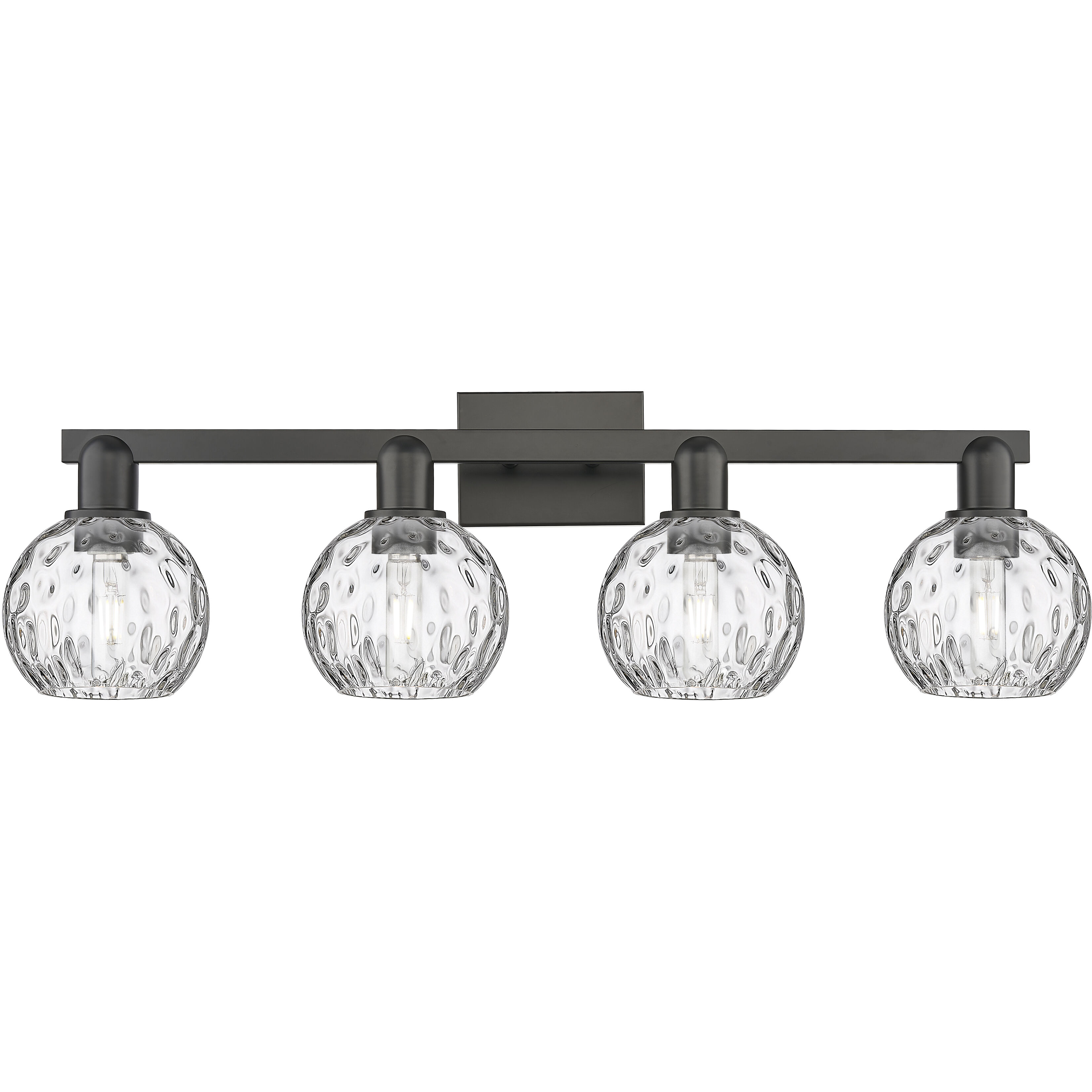 Arcadia Athens Water Glass 4 Light 33 inch Matte Black Bath Vanity Light Wall Light