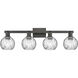 Arcadia Athens Water Glass 4 Light 33 inch Matte Black Bath Vanity Light Wall Light