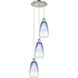 Ballston Brookhaven Almond 3 Light 12.5 inch Polished Nickel Multi Pendant Ceiling Light in Sapphire Blue Glass