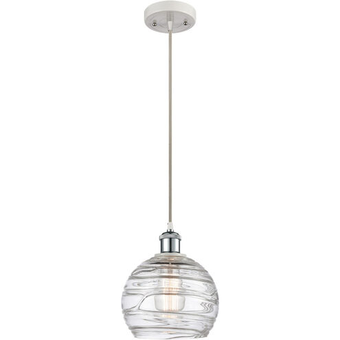 Ballston Deco Swirl LED 8 inch White and Polished Chrome Mini Pendant Ceiling Light in Silver, Ballston