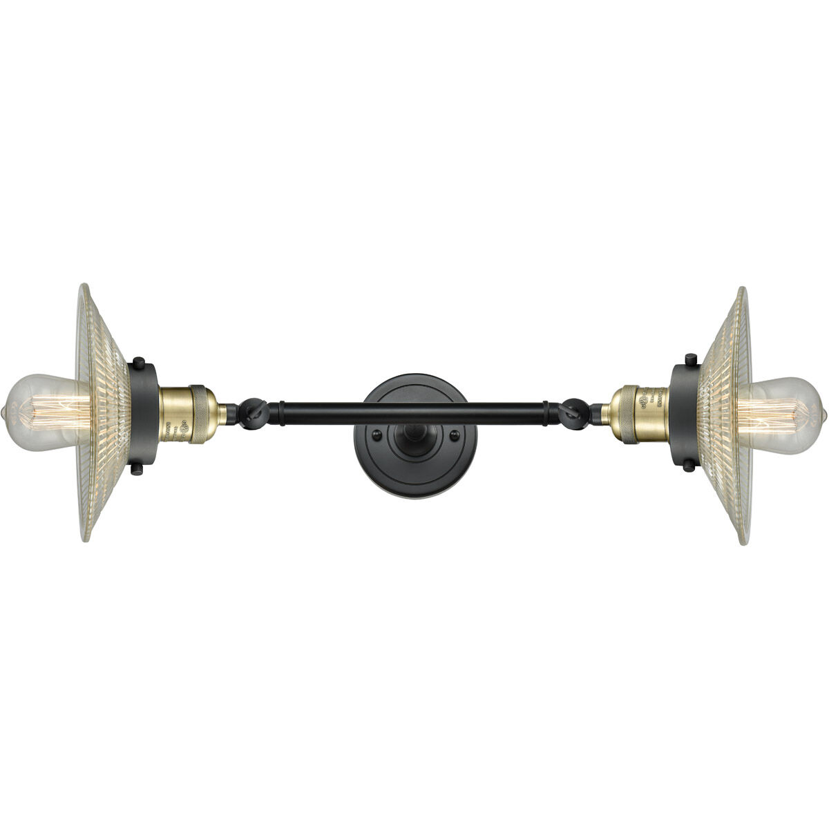 Franklin Restoration Halophane LED 9 inch Black Antique Brass Bath Vanity Light Wall Light in Clear Halophane Glass, Franklin Restoration