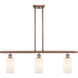Ballston Clymer 3 Light 36 inch Antique Copper Island Light Ceiling Light in Matte White Glass, Ballston