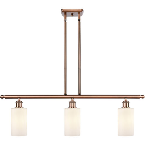 Ballston Clymer 3 Light 36 inch Antique Copper Island Light Ceiling Light in Matte White Glass, Ballston