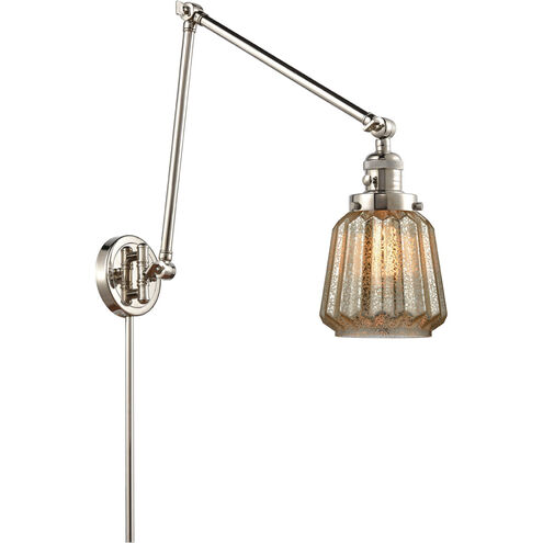 Chatham 30 inch 3.50 watt Polished Nickel Swing Arm Wall Light, Franklin Restoration