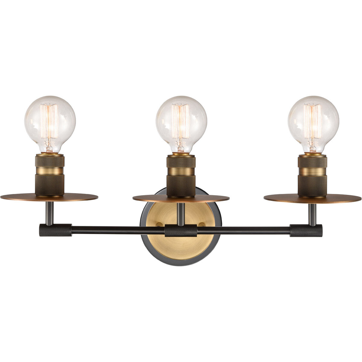 Restoration Aurora 3 Light 22 inch Black Brushed Brass Bath Vanity Light Wall Light, Restoration