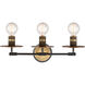 Restoration Aurora 3 Light 22 inch Black Brushed Brass Bath Vanity Light Wall Light, Restoration