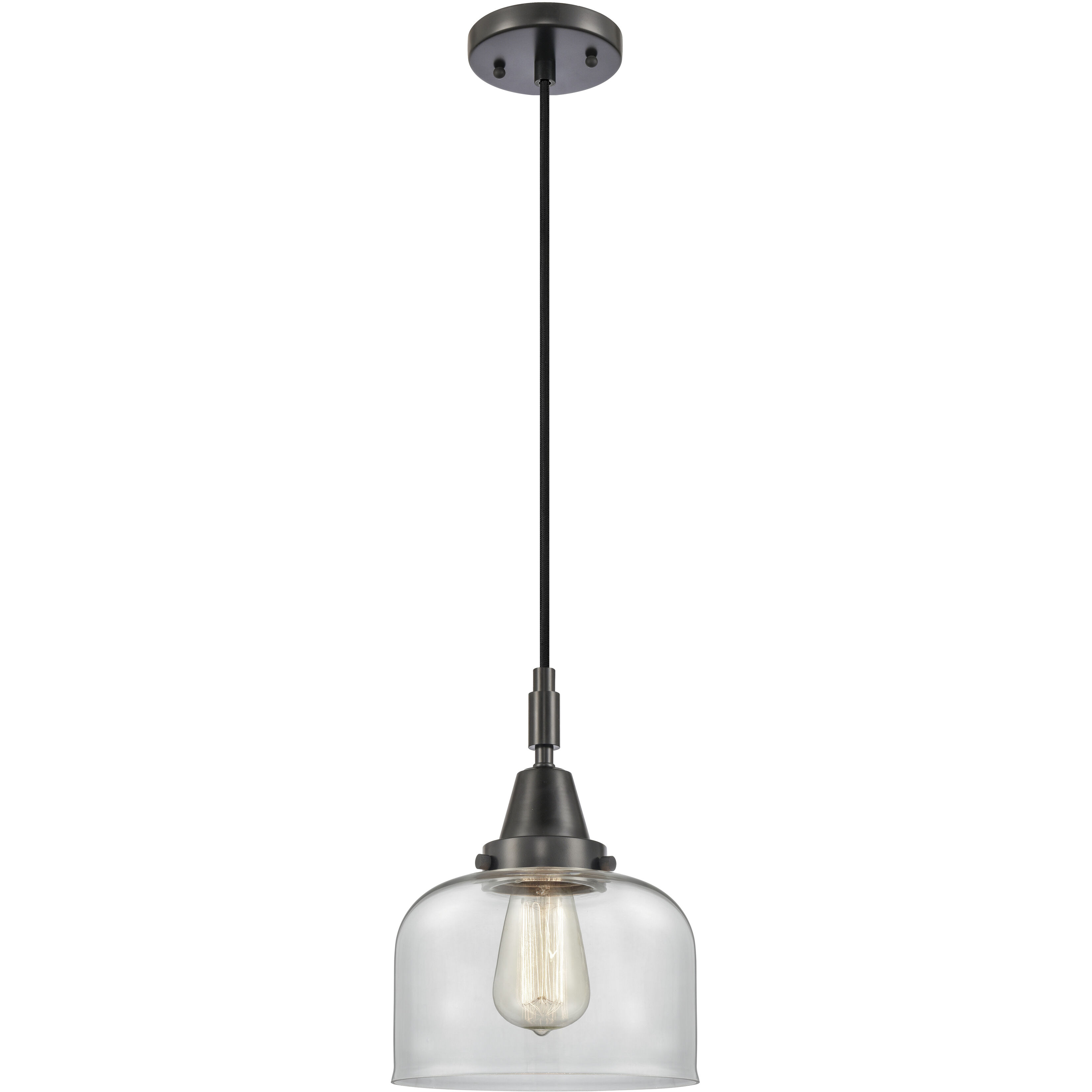 Bell 1 Light 8 inch Matte Black Mini Pendant Ceiling Light in Clear Glass