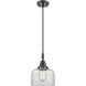 Bell 1 Light 8 inch Matte Black Mini Pendant Ceiling Light in Clear Glass