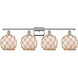 Ballston Farmhouse Rope LED 36 inch Polished Nickel Bath Vanity Light Wall Light in White Glass with Brown Rope, Ballston