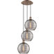 Ballston Athens Deco Swirl 3 Light 16.5 inch Antique Copper Cord Hung Multi Pendant Ceiling Light