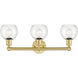 Athens 3 Light 24 inch Satin Gold Bath Vanity Light Wall Light in Clear