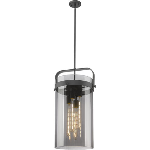 Downtown Urban Pilaster 4 Light 13.38 inch Matte Black Pendant Ceiling Light in Plated Smoke