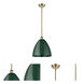Ballston Plymouth Dome 1 Light 12 inch Antique Brass Pendant Ceiling Light in Matte Green