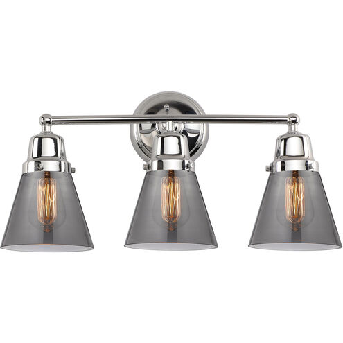 Aditi Small Cone 3 Light 22.25 inch Polished Chrome Bath Vanity Light Wall Light, Aditi