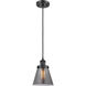 Ballston Small Cone LED 6 inch Matte Black Mini Pendant Ceiling Light in Plated Smoke Glass, Ballston