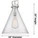 Newton Cone 1 Light 18 inch Brushed Brass Pendant Ceiling Light in Mercury Glass