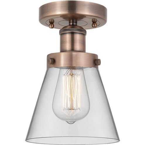 Cone 1 Light 6.25 inch Antique Copper Semi-Flush Mount Ceiling Light