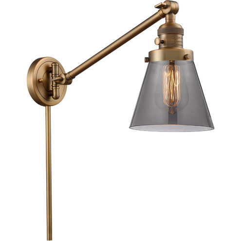 Small Cone 21 inch 3.50 watt Brushed Brass Swing Arm Wall Light, Franklin Restoration