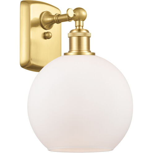 Ballston Athens 1 Light 8 inch Satin Gold Sconce Wall Light in Matte White Glass, Ballston