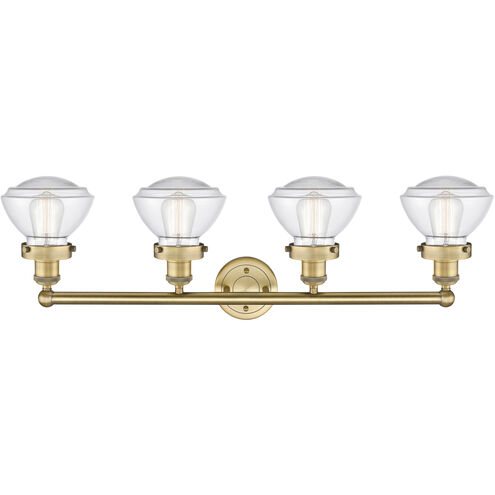 Olean 4 Light 33.5 inch Brushed Brass and Clear Bath Vanity Light Wall Light