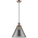 Franklin Restoration Cone LED 12 inch Antique Copper Mini Pendant Ceiling Light in Plated Smoke, Franklin Restoration