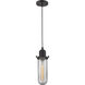 Austere Centri LED 4.5 inch Matte Black Mini Pendant Ceiling Light in Clear Glass, Austere
