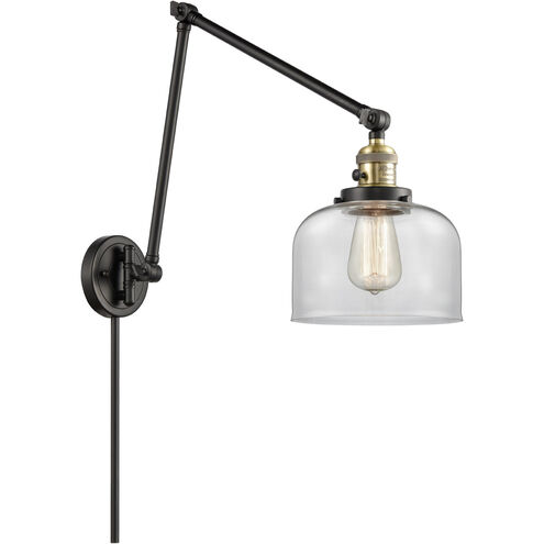 Large Bell 30 inch 3.50 watt Black Antique Brass Swing Arm Wall Light, Franklin Restoration