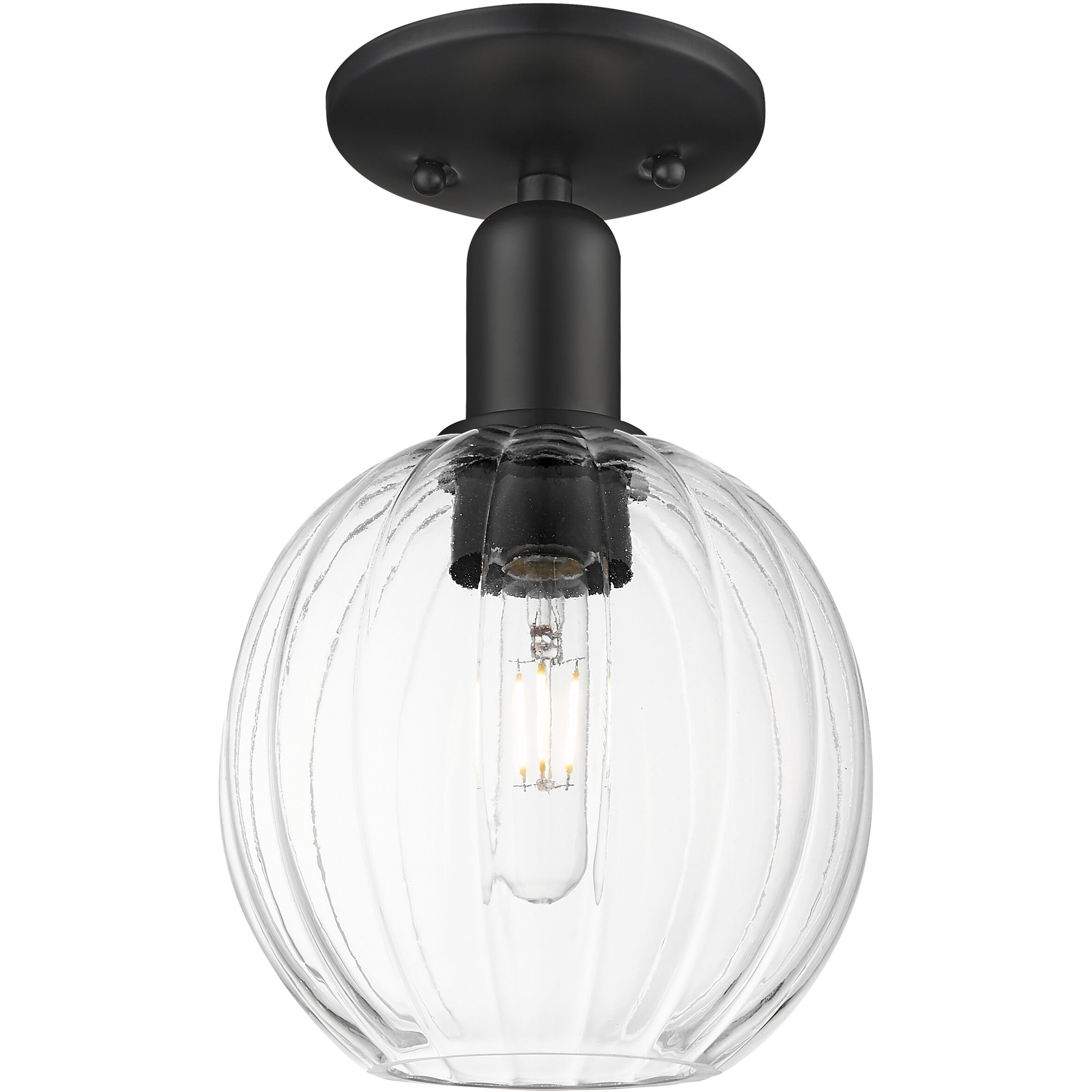 Preston 1 Light 7 inch Matte Black Semi-Flush Mount Ceiling Light in Clear Glass