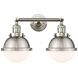 Franklin Restoration Hampden 2 Light 17.88 inch Brushed Satin Nickel Bath Vanity Light Wall Light in Matte White Glass