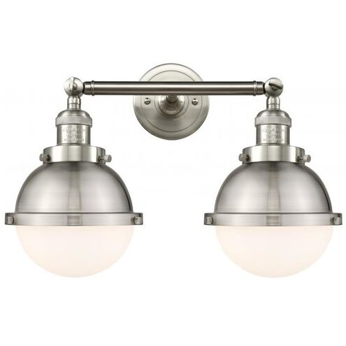 Franklin Restoration Hampden 2 Light 17.88 inch Brushed Satin Nickel Bath Vanity Light Wall Light in Matte White Glass