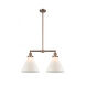 Franklin Restoration X-Large Cone 2 Light 21 inch Antique Copper Chandelier Ceiling Light in Matte White Glass, Franklin Restoration